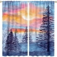 thumbnail image 1 of Forest Curtains Watercolor Misty Forest Orange Sunset Nature Scenery Colorful Art Print for Bedroom Living Room Decor Rod Pocket Blackout Window Drape 84x84in, 1 of 6