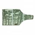 thumbnail image 1 of Forest Cutting Board, Vertical Stripes with Tall Trees and Lonely Deer Nature Illustration, Tempered Glass Cutting and Serving Board, Wine Bottle Shape, Sage Green Cream Brown, by Ambesonne, 1 of 1