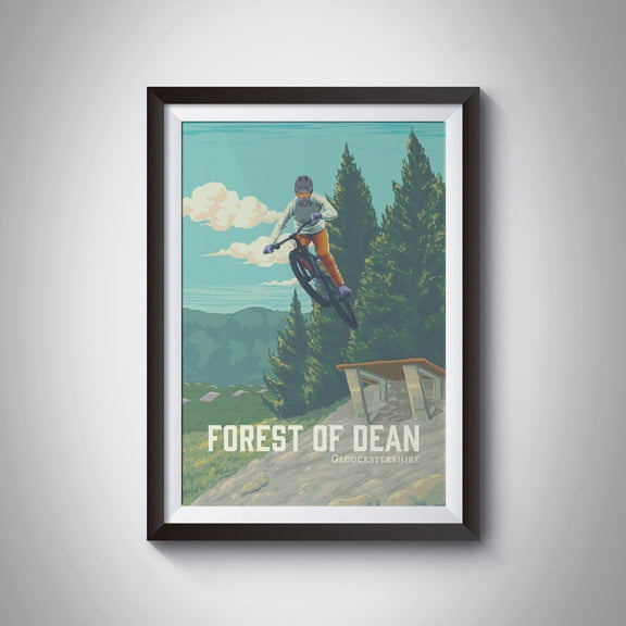 Forest Of Dean Mountain Biking Poster, Mountain Bike Trail, Mtb Poster, Vintage Travel Print, Cycling, Gloucestershire, Fodmtb, Dean Trail Wall Art, Modern Wall Decor, 12x18 UNFRAMED