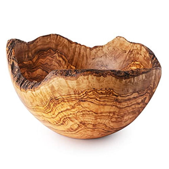 Forest Decor Olive Wood Fruit Bowls Handmade Centerpiece Bowl - Large Farmhouse Decorative Serving Bowl for Food, Salad