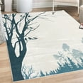 thumbnail image 1 of Forest Decorative Rug, Nature Theme the Panorama of a Forest Pattern Birds on Tree Branches Print, Quality Carpet for Bedroom Dorm and Living Room, 6 Sizes, Petrol Blue, by Ambesonne, 1 of 4