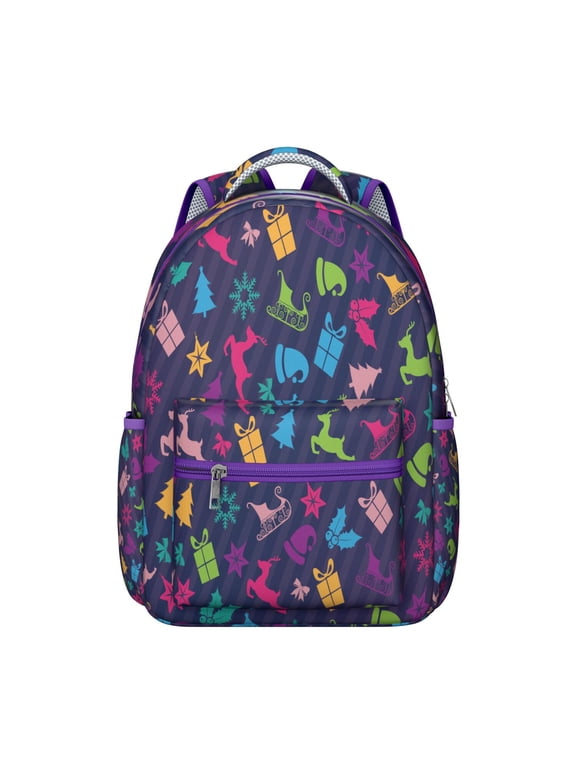 Deer Head Print School Backpack for Student Woodland Buck Lover Hunting Style Rustic Ethnic Nature Art Pattern Bookbag