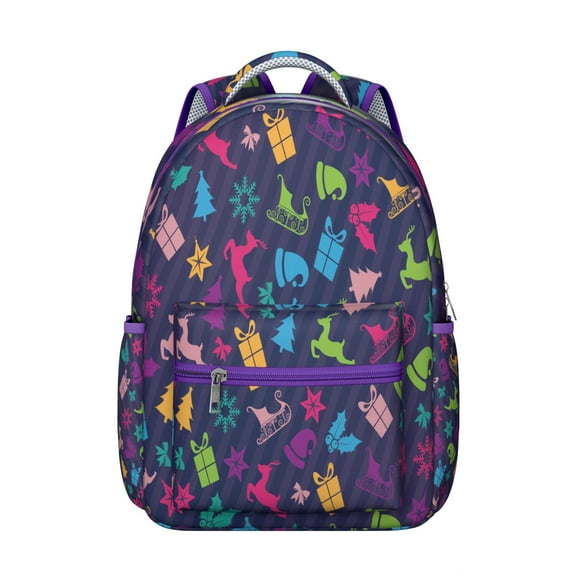 Forest Deer Head Print School Backpack for Student Woodland Buck Lover Hunting Style Rustic Ethnic Nature Art Pattern Bookbag