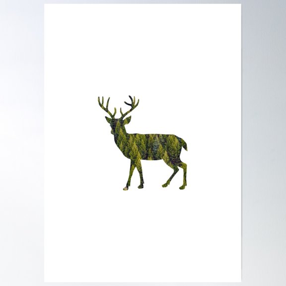 Forest Deer Poster Wall Art, Modern Wall Decor, 8x12 UNFRAMED