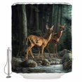 thumbnail image 1 of Forest Deer Shower Curtain, 72" x 72", Animals River Waterproof Bathroom Curtain Washable Shower Curtain Set with 12 Hooks, 1 of 6