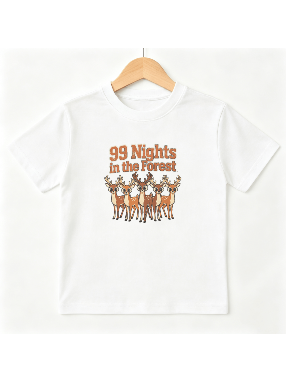 Forest Deers Boys Graphic Tee, Cute Wild Animals Wildlife 100% Cotton Kids Short Sleeve T-Shirt