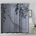 thumbnail image 1 of Forest Dinosaur Shower Curtain, Grey Misty Woodland Farmhouse Decor Jungle Wild Raptor Dino Animal Gray Shower Curtains for Bathroom Set Durable Fabric Bath with 12 Hooks, 72x72 Inch, 1 of 6