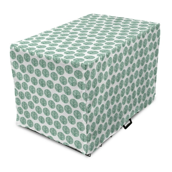 Forest Dog Crate Cover, Woody Branches Trees in Circles Eco Friendly Environmental Graphic, Easy to Use Pet Kennel Cover Small Dogs Puppies Kittens, 7 Sizes, Forest Green and White, by Ambesonne