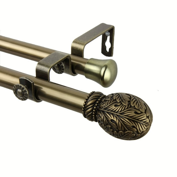 Forest Double Curtain Rod 120-170 inch - Antique Brass