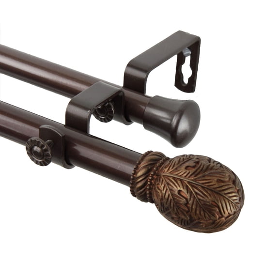 Forest Double Curtain Rod 66-120 inch - Cocoa
