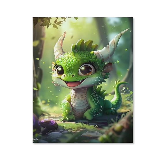 Forest Dragon Poster Canvas- Perfect for Wall Artrations, Dining Room Decor, Bedroom Art, Wall Decor Living Room, Wall Art, Frameless 8x10inch