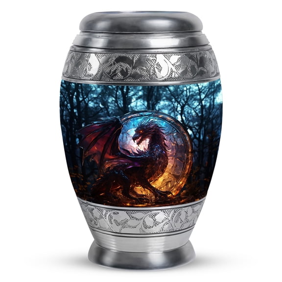 Forest Dragon's Dusk Urn For Human Ashes Adult Male - Discreet Mini Urn for Adult Ashes - Portable Keepsake for Men - Elegant Cremation Solution 3 Inch, 1 Pc