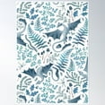 thumbnail image 1 of Forest Dragons In Shades Of Blue On White Poster Wall Art, Modern Wall Decor, 8x12 UNFRAMED, 1 of 3