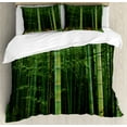 thumbnail image 1 of Forest Duvet Cover Set, Picture of a Forest Exotic Jungle Vision with Tall Tropical Trees Art Print, Decorative 3 Piece Bedding Set with 2 Pillow Shams, Queen Size, Fern Green, by Ambesonne, 1 of 3
