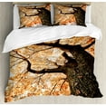 thumbnail image 1 of Forest Duvet Cover Set Queen Size, Body of Old Tree Seedling Botany Woodsy Roots Falling Maple Leaf Design Print, Decorative 3 Piece Bedding Set with 2 Pillow Shams, Orange Brown, by Ambesonne, 1 of 3
