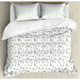 thumbnail image 1 of Forest Duvet Cover Set Queen Size, Continuous Simplistic Cute Rabbits Pine Leaves Stars Illustration, 3 Piece Bedding Set with 2 Pillow Shams, Purpleblue and Fern Green, by Ambesonne, 1 of 3