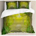 thumbnail image 1 of Forest Duvet Cover Set Queen Size, Magical Pathway with Trees and Ferns Fantastic Ancient Fairytale, Decorative 3 Piece Bedding Set with 2 Pillow Shams, Sage Yellow Fern Green, by Ambesonne, 1 of 3