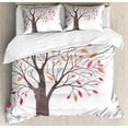 thumbnail image 1 of Forest Duvet Cover Set Queen Size, Forest Tree with Modern Structure Leaves and Branches Cartoon like Design Print, Decorative 3 Piece Bedding Set with 2 Pillow Shams, Multicolor, by Ambesonne, 1 of 3