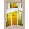 thumbnail image 1 of Forest Duvet Cover Set Twin Size, Vertical Banners with Hills Trees and Birds Views from Rural Countryside, Decorative 2 Piece Bedding Set with 1 Pillow Sham, Green Orange Yellow, by Ambesonne, 1 of 3