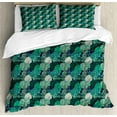 thumbnail image 1 of Forest Duvet Cover Set, Woodland Trees Oak Birch Pine Willow Maple Summer Plants Growth Nature, Decorative 3 Piece Bedding Set with 2 Pillow Shams, Calking Size, Dark Teal Cream Brown, by Ambesonne, 1 of 2
