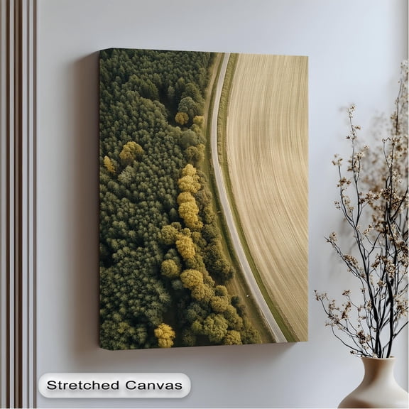 Forest Edge Aerial Wall Art Nature Landscape Art With White Vertical Modern Decor