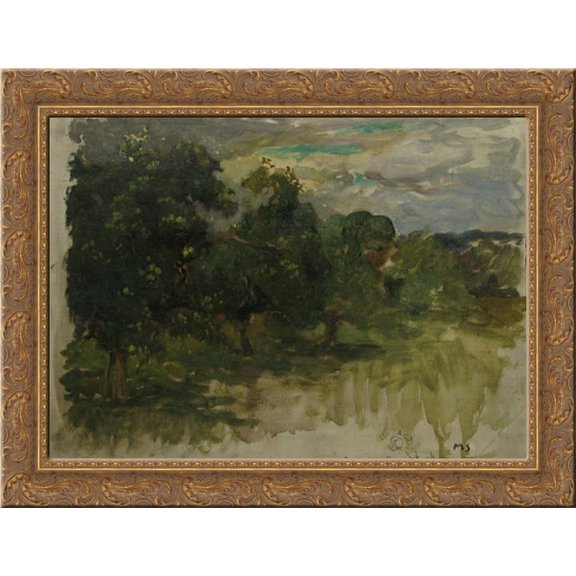 Forest Edge in France 24x18 Gold Ornate Wood Framed Canvas Art by Michel Simonidy