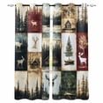 thumbnail image 1 of Forest Elk Blackout Curtains for Bedroom/Living Room, Thermal Insulated Kitchen Curtains, Farmhouse Pine Tree Rustic Green Red Grommet Darkening Window Treatment Drapes 52"x84"x2, 1 of 8