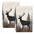 thumbnail image 1 of Forest Elk Kitchen Towels Set of 2, Rustic Nature Tree Retro Deer Silhouette Soft Microfiber Dish Towels, Absorbent Quick-Dry Washable Dishcloths for Kitchen Cleaning, Drying Dishes, 18x28 Inches, 1 of 9