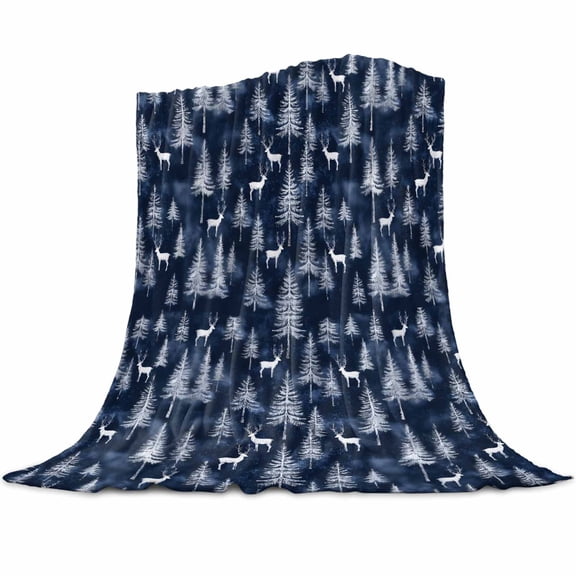 Forest Elk Pine Flannel Blanket for Bed,Travel and Camping, Winter Christmas Super Soft Cozy Blanket for All Seasons 30"x40"