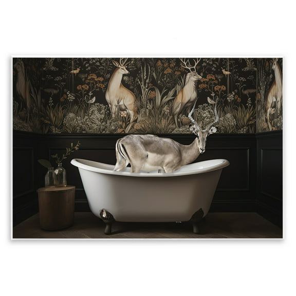 Stupell Industries Forest Elk Rustic Bath Time Wall Plaque Art, design by Sasha