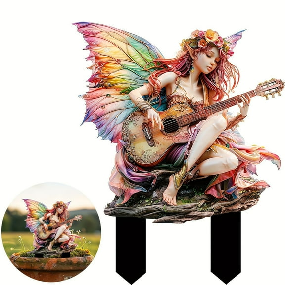 Forest Elves And Deer Garden Stake Card 1-Piece Acrylic Ground Insert For Potted Decor Scenes Acrylic Material 9.45X11.81 Inches