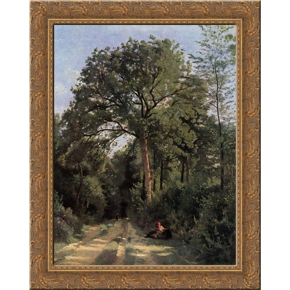 Forest Entrance at Ville d'Avray 24x20 Gold Ornate Wood Framed Canvas Art by Camille Corot