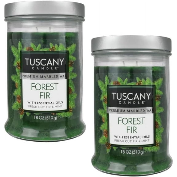 Forest FIR Long-Lasting Scented JAR Candle (18 OZ) 2 Pack, Green