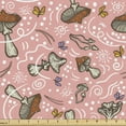 thumbnail image 1 of Forest Fabric by the Yard, Pastel Mushrooms Butterflies Flowers Herbs Dragonfly Repetition, Decorative Upholstery Fabric for Sofas and Home Accents, Pale Pink Cinnamon and Dust by Ambesonne, 1 of 5