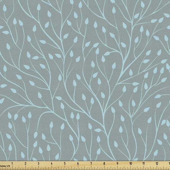 Ambesonne Forest Fabric by the Yard Upholstery, Botanical Growing Tree Art, 10 Yards, Grey Teal Pale Blue