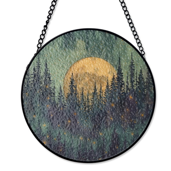 Forest Fairies Night Fireflies Suncatcher Stained Glass Magic Forest Gift