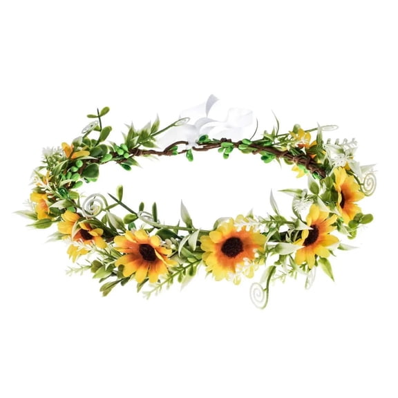 Forest Fairy Flower Wreath, Handmade Simulated Green Plant Flower Wreath Headpiece for Bridesmaids, Vacation Photography