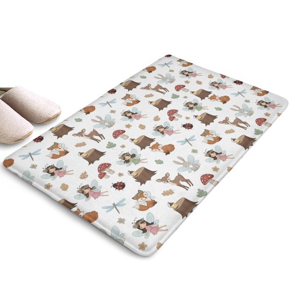 Forest Fairy Princess Pattern Flannel Non Slip Door Rugs,Washable Door Mats Indoor,Decorative Door Mats,Dirt-Resistant and Absorbent Doormat for Entrance,Bedroom,Kitchen,Bathroom,23.5x16in(60x40cm)