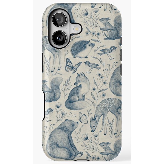 Forest Fauna Toile Vintage Woodland Animal Phone Case for iPhone 17 16 15 14 13 12 11 Pro Max