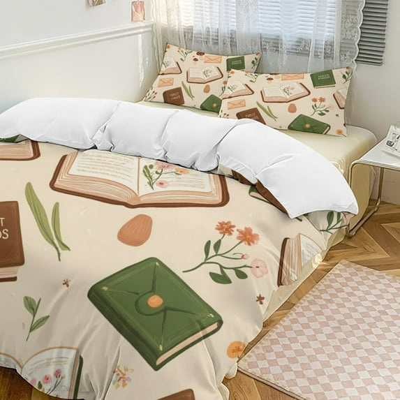 Forest Finds Bookshelf Set Duvet Cover Bedding Set Duvet Cover Polyester Quilt Cover for Queen Size