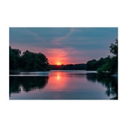 Forest Fire Sunset, Lake Marburg PA - Hanover Pennsylvania Photography Sunset Lake Scenic Landscape Nature Water Forest Unframed Wall Art Print 4 x 6 inches