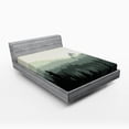 thumbnail image 1 of Forest Fitted Sheet, Panorama of a Valley and Mystic Forest of Pine Trees Natureme, Soft Decorative Fabric Bedding, Full Size, Eggshell and Sage Green, by Ambesonne, 1 of 2