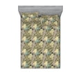 thumbnail image 1 of Forest Fitted Sheet & Pillow Sham Set, Nature Vibe Digital Sketch Artwork of Jungle Leaves on Squared Backdrop, Decorative Printed 3 Piece Bedding Decor, Calking, Forest Green Dimgray, by Ambesonne, 1 of 2