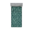 thumbnail image 1 of Forest Fitted Sheet & Pillow Sham Set, Tropical Inspired Outlines of Jungle Boho with Flowers and Leaves Art, Decorative Printed 2 Piece Bedding Decor, Twin, Teal and Almond Green, by Ambesonne, 1 of 2