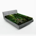 thumbnail image 1 of Forest Fitted Sheet, Rain Forest Scenery with River in the North Forest in the Early Morning Humid Fog Print, Soft Decorative Fabric Bedding, Queen Size, Green, by Ambesonne, 1 of 2