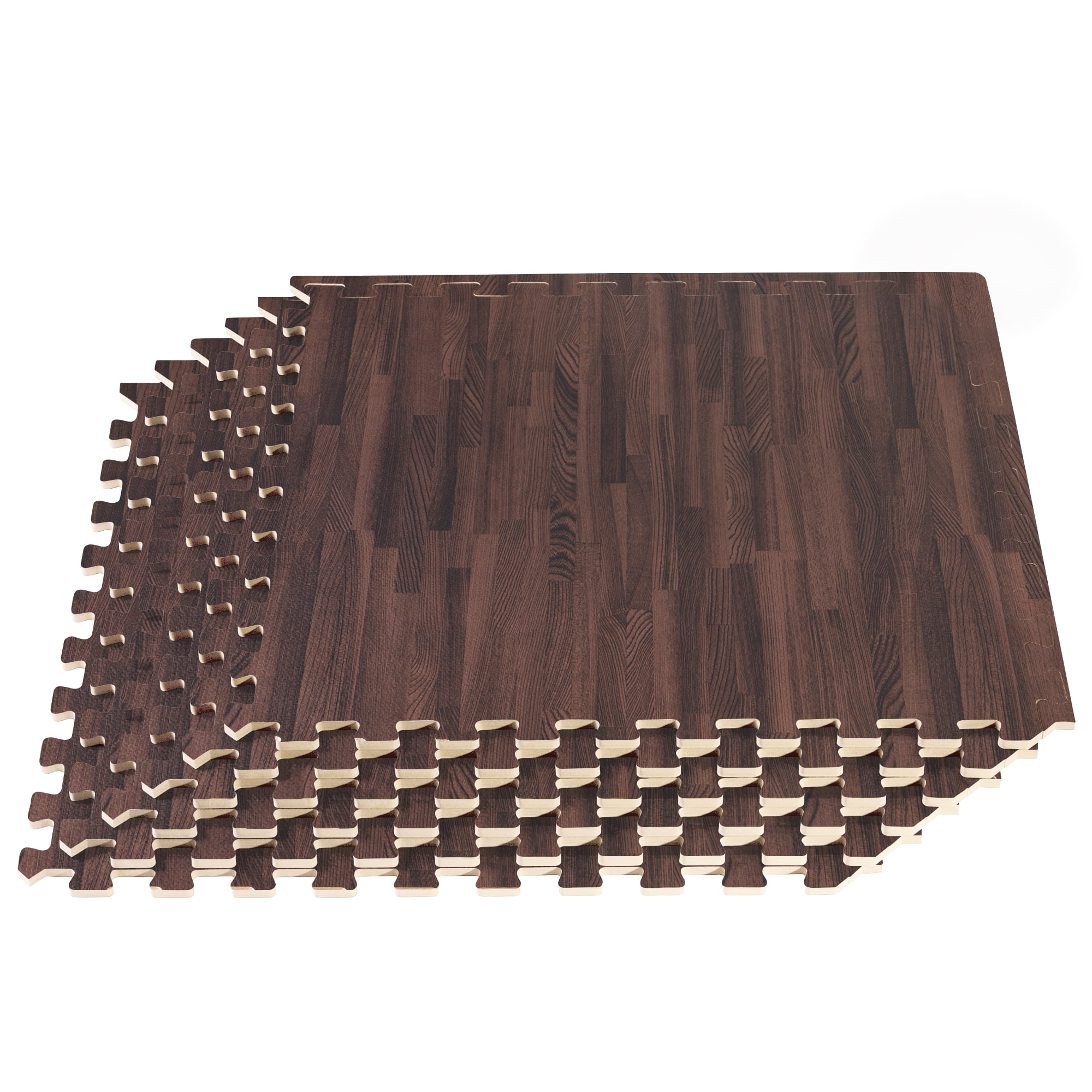 Forest Floor 3/8 Inch Thick Printed Foam Tiles, Premium Wood Grain Interlocking Foam Floor Mats, Anti-Fatigue Flooring – Stylish Flooring Solution