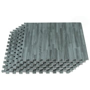 Forest Floor 5/8 Inch Thick Printed Foam Tiles, Premium Wood Grain Interlocking Foam Floor Mats, Anti-Fatigue Flooring, Slate, 100 Sq Ft