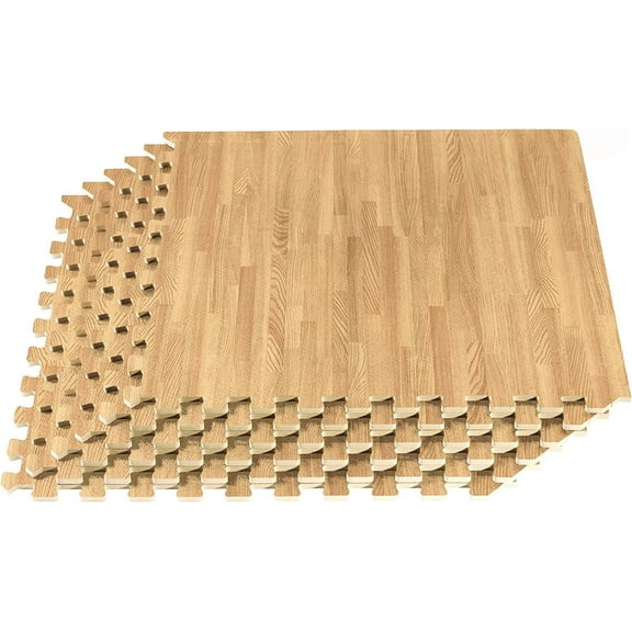 Forest Floor 5/8 Inch Thick Printed Foam Tiles, Premium Wood Grain Interlocking Foam Floor Mats, Anti-Fatigue Flooring, White Oak, 100 Sq Ft