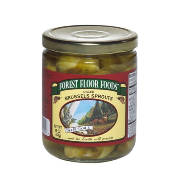 Forest Floor Foods Dilled Brussels Sprouts, Crunchy Pickled Vegetables, Dill-flavored Sprouts, Sulfite-Free, Resealable Pack of 1, 16 Ounce