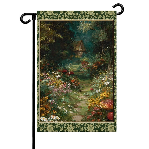 Forest Flower Tree Garden Flag 28x40 Inch Vintage Farmhouse Colorful Floral Paintings Style Double Sided Small Decorative Garden Flags for Outside, Outdoor Yard Porch Lawn Decoration
